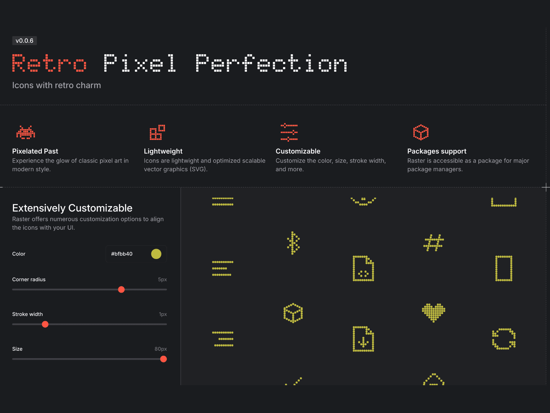 Retro pixel icons