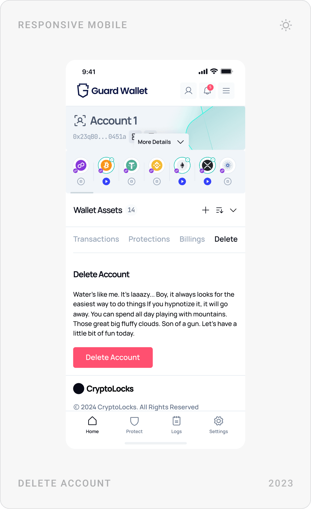 Professional Account Deletion Mobile Design
