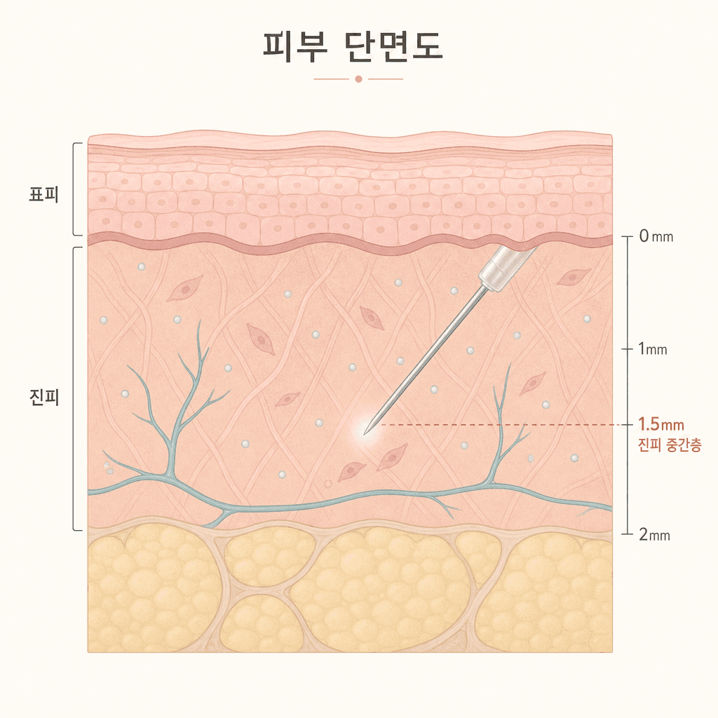 진피층에 성분을 전달하는 스킨부스터 주입 깊이