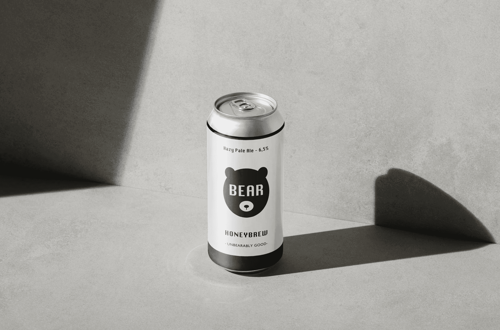 Preview of a can of Hazy Pale Ale, called BEAR Honeybrew. 