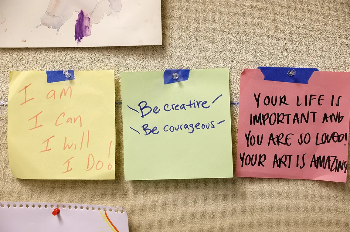 Sticky notes on a wall
