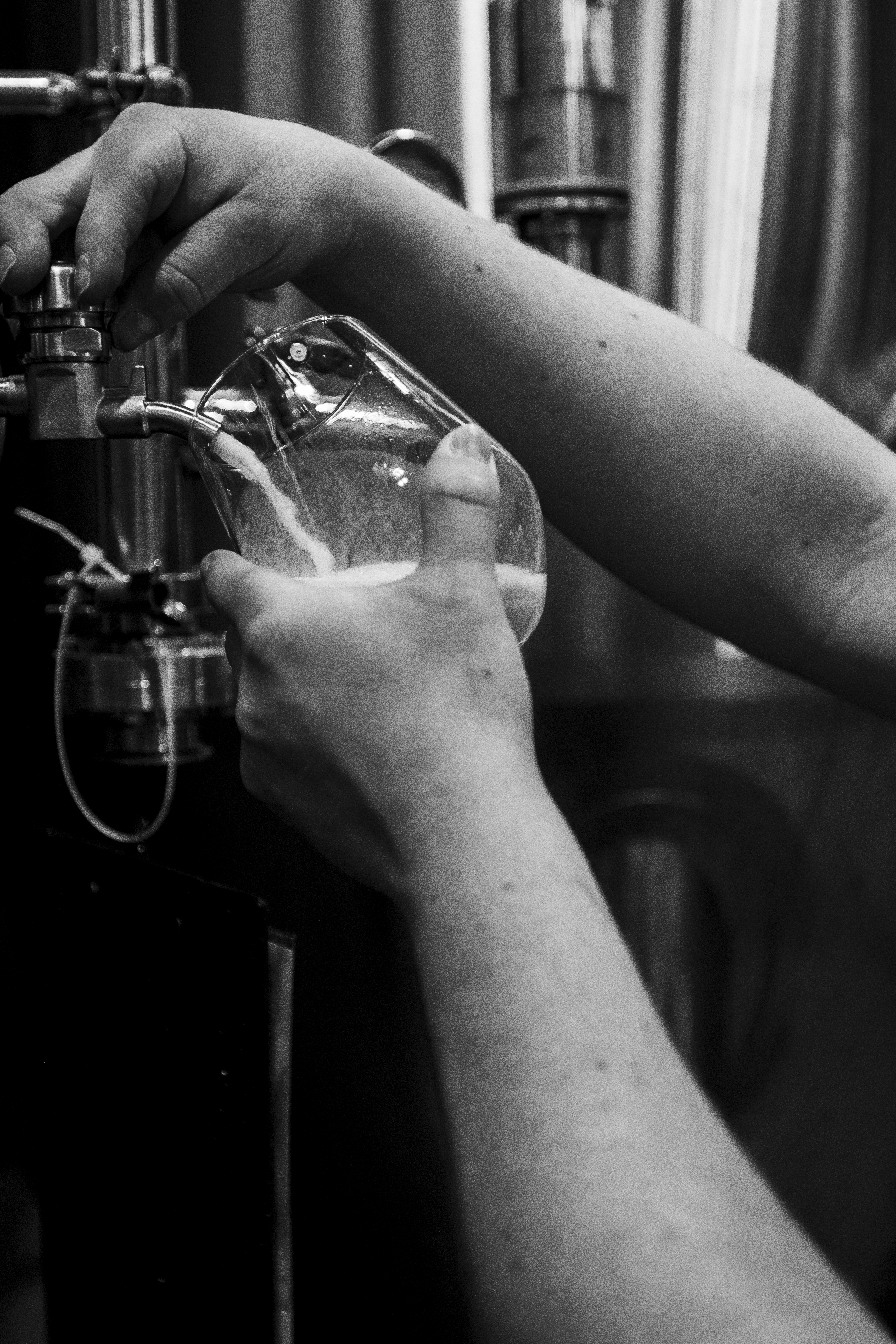 Layered latte in glass with flowers and plants