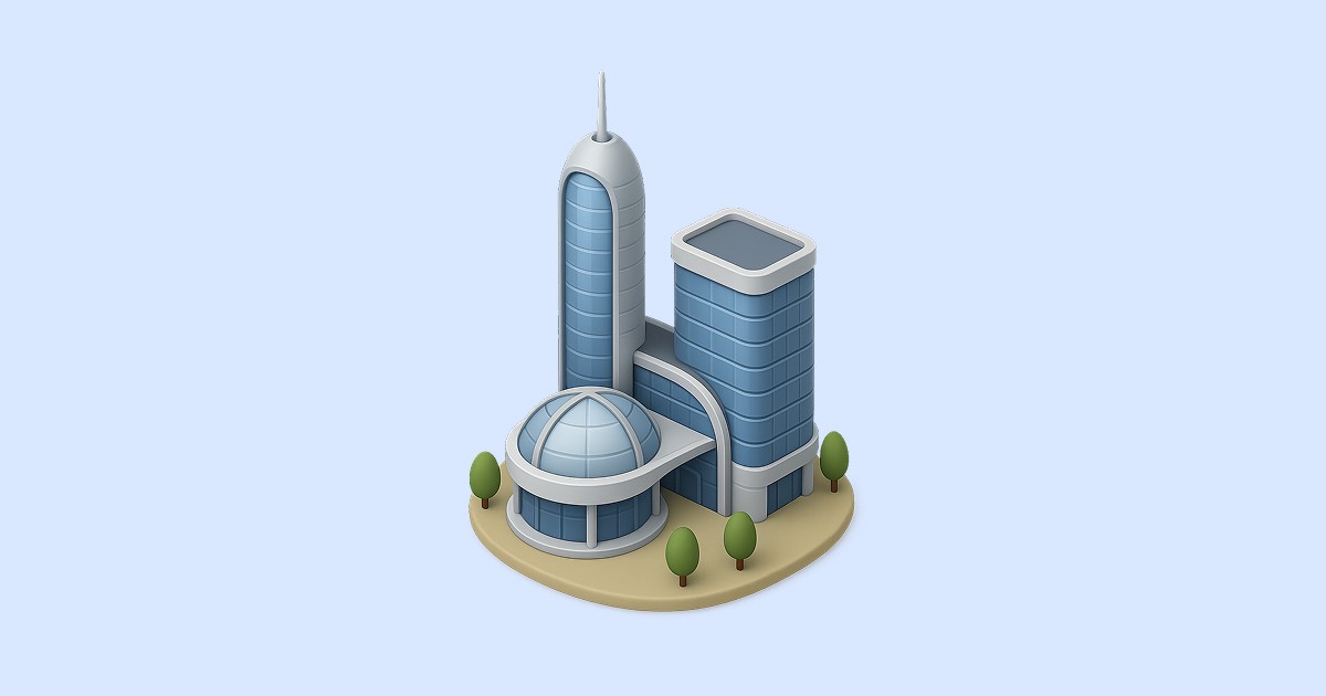 three futuristic buildings