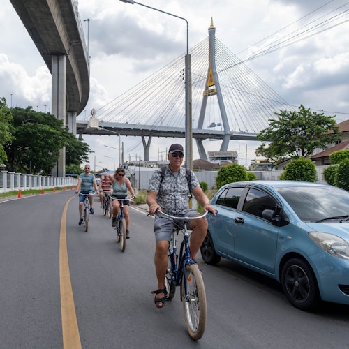 The Bhumibol bridges in the background