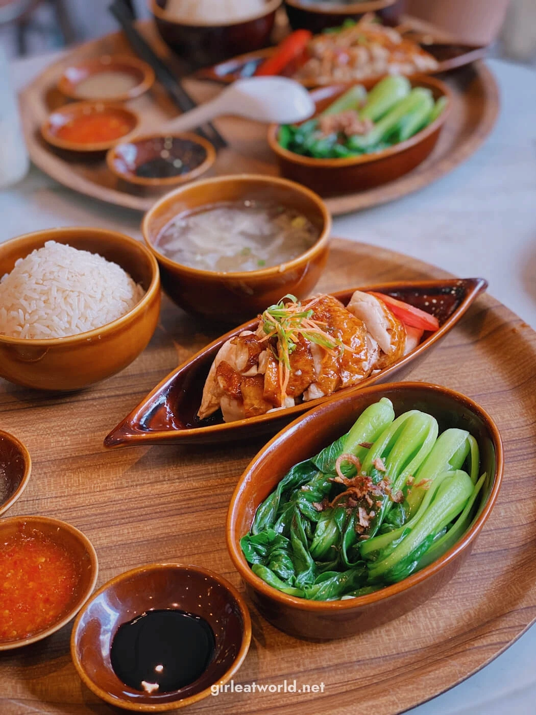 Hainanese chicken rice meal