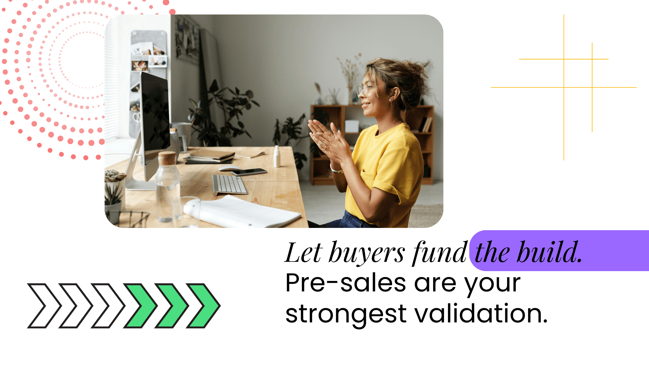 Coach pre-selling an online course to buyers, showing how pre-sales validate demand before building the full course.