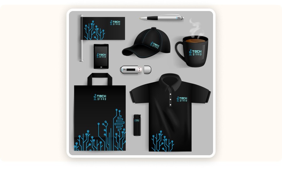 A full set of branded items