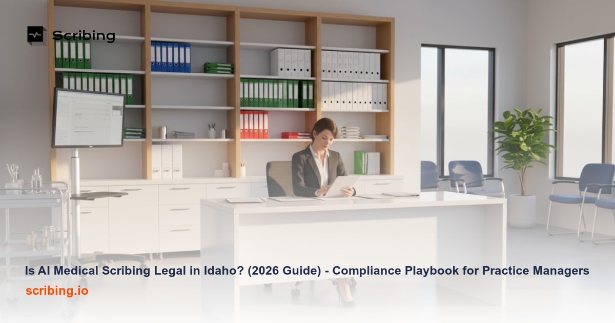 Healthcare office setting representing AI medical scribing compliance considerations for Idaho practice managers in 2026