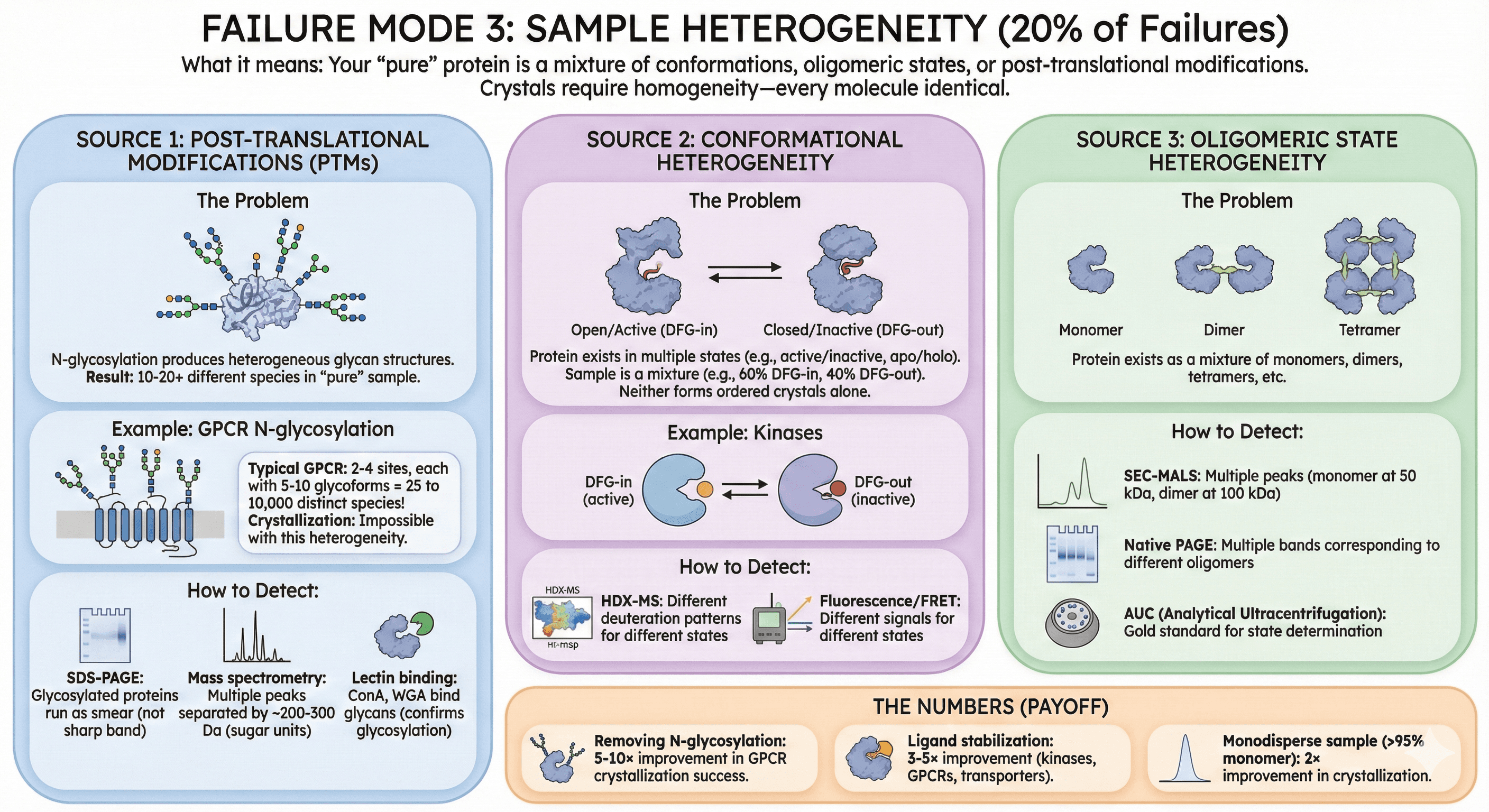 Diagram Showing Sample Heterogeneity's Effect on Protein Crystallization