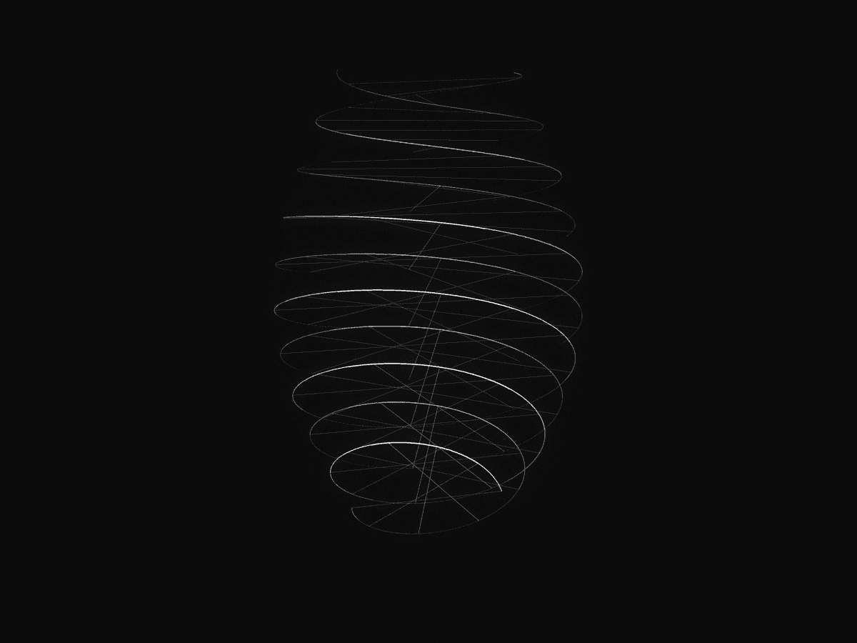 Abstract monochrome render of a double helix coil