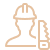 Icon of carpenter with safety cap and saw