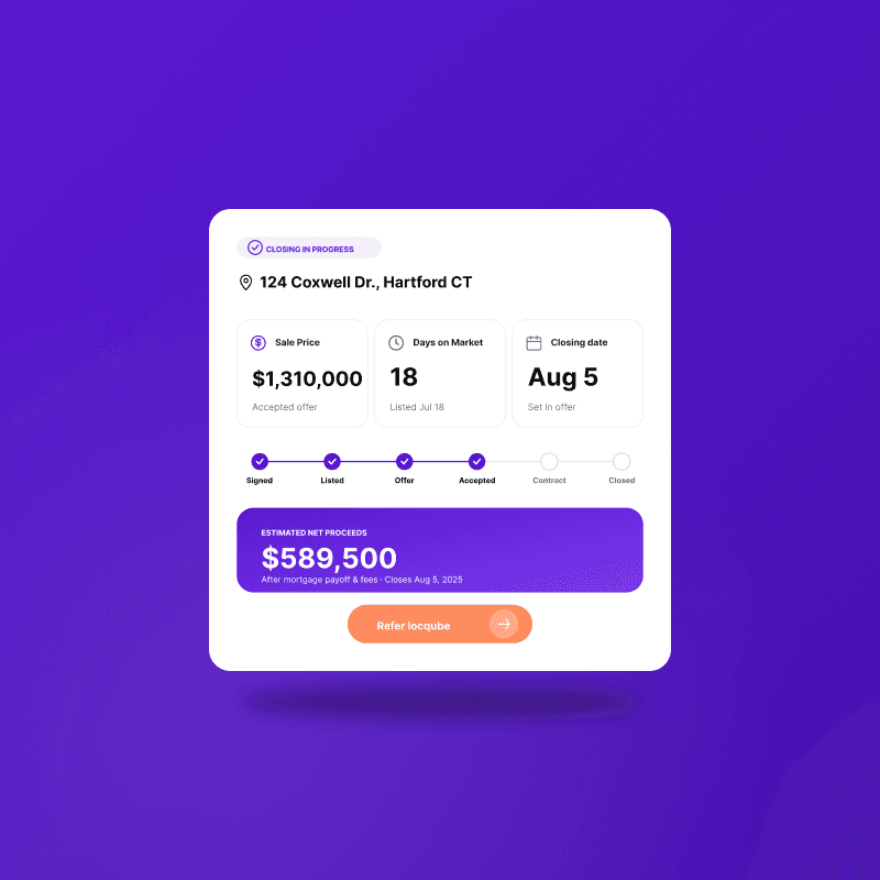 The Locqube app offer acceptance screen