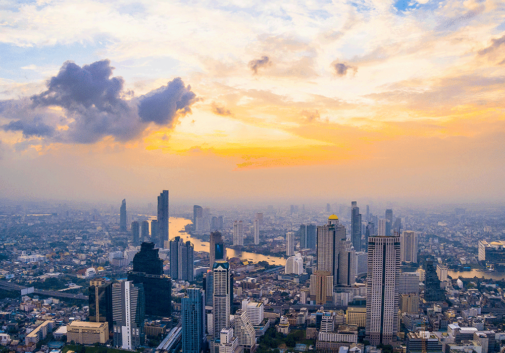 Skyline of Bangkok, Thailand where Nura preventive health screening center is coming soon.