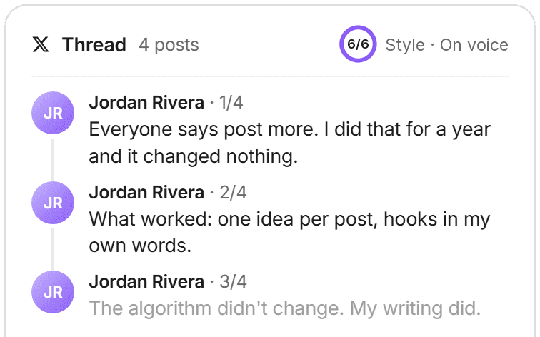 A Twitter/X thread drafted in the writer's voice