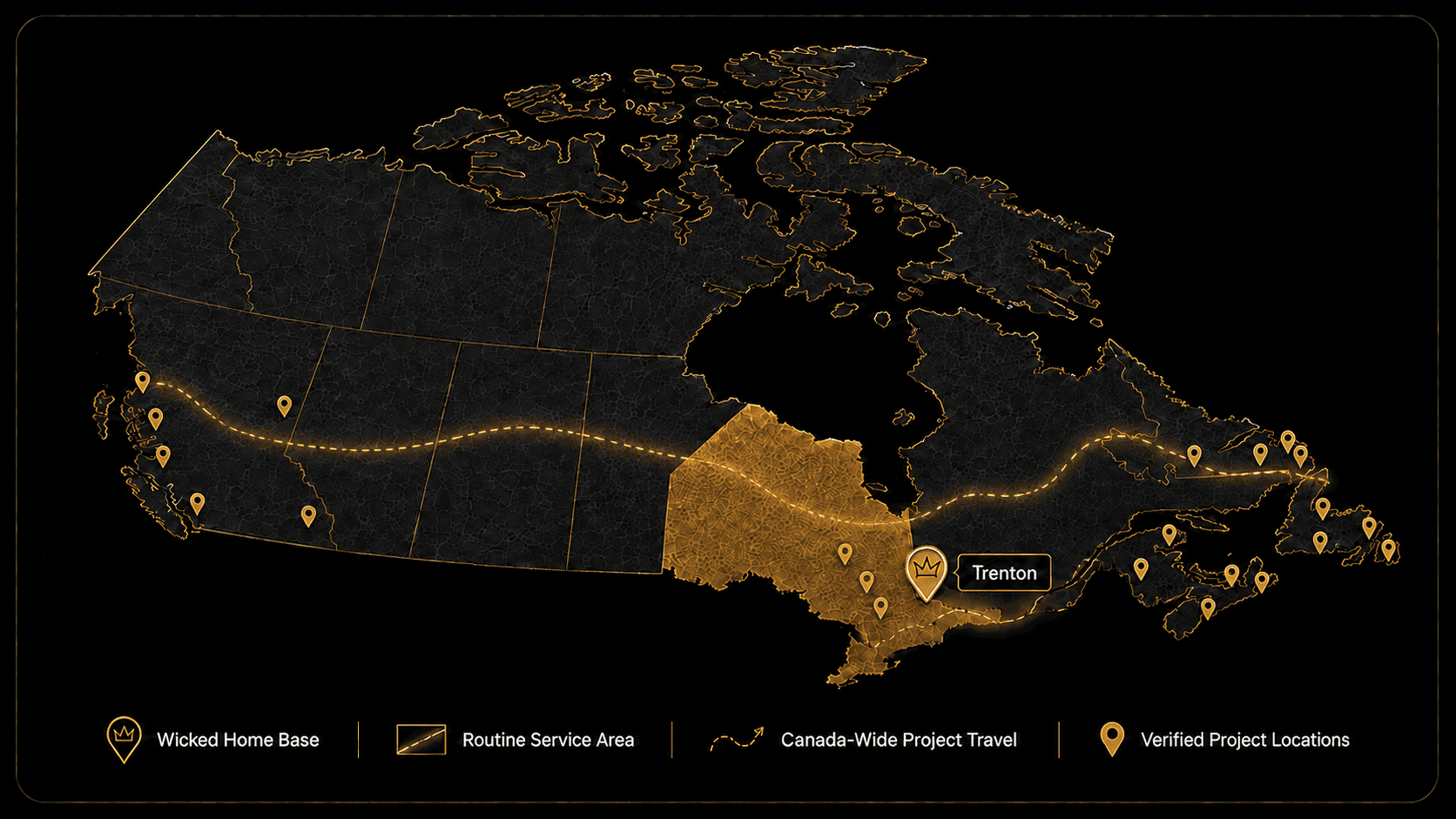 Wicked Canadian project coverage map