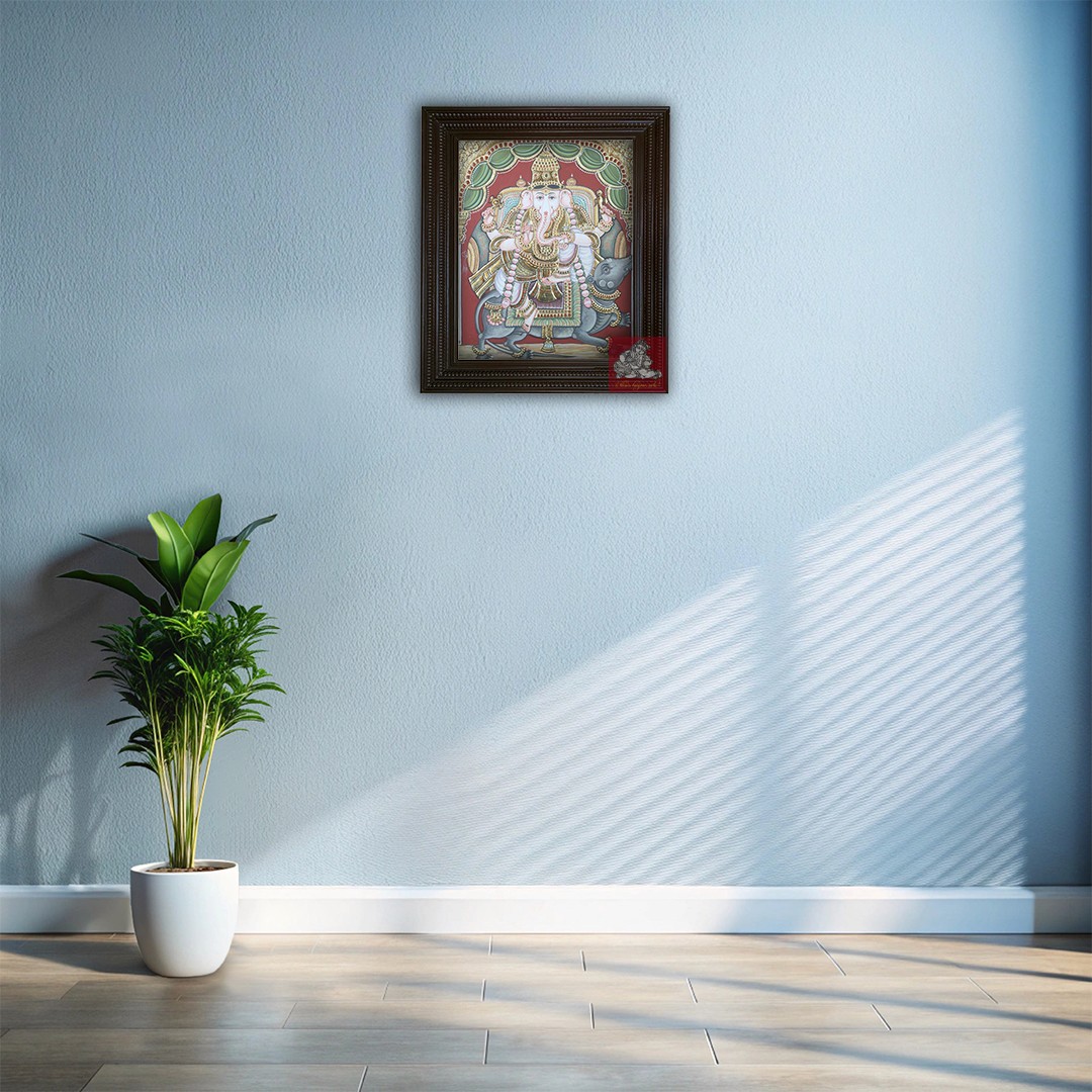 Antique Panchamukha Ganesha Tanjore Painting