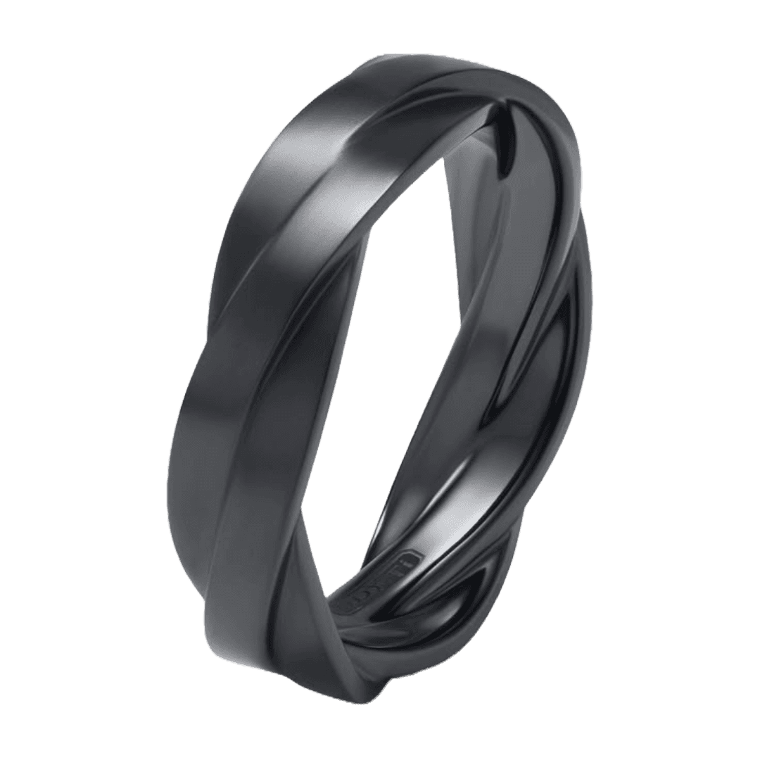 Twisted Cable Band Ring in Black Titanium Preview 1