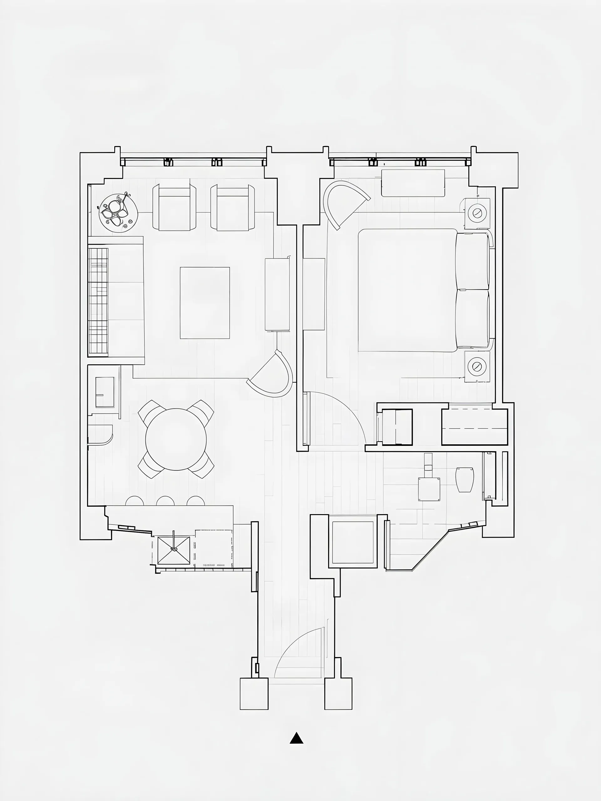 AI-generated floor plan drawing of a residential apartment created with MINIST.