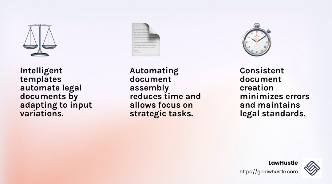 Intelligent templates reduce human error and increase efficiency. - legal document automation infographic 3_facts_emoji_light-gradient