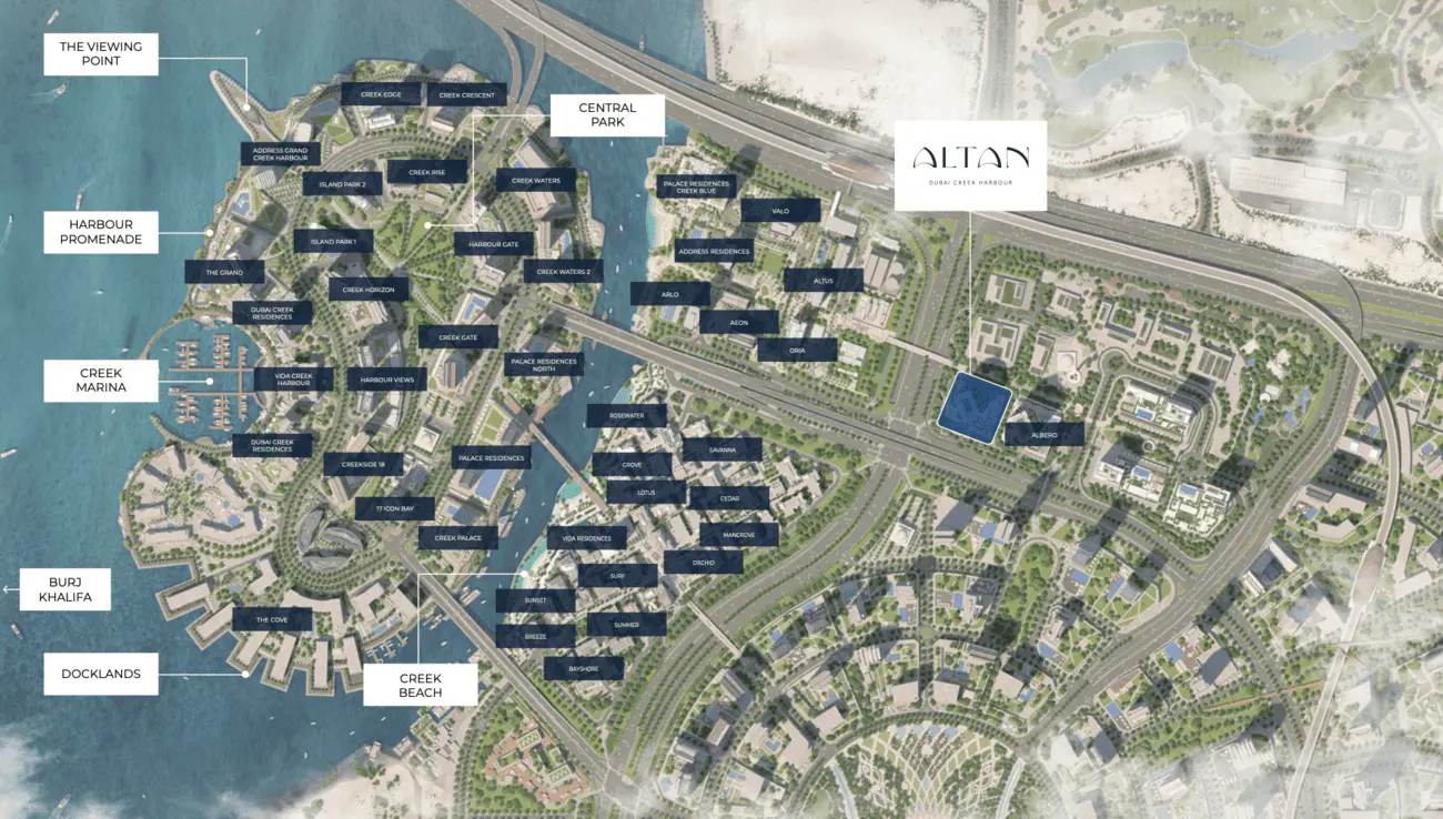 altan by emaar location map dubai creek harbour
