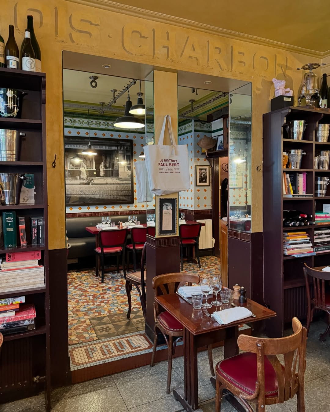 Interior of Bistrot Paul Bert in Paris.