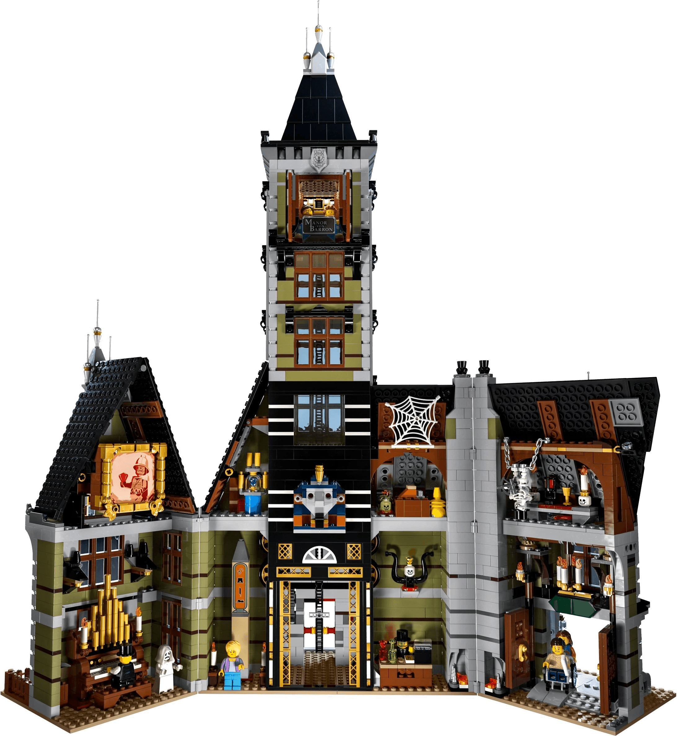 LEGO® Haunted House (sett 10273) - herregården åpnet med synlig interiør i alle etasjer, Brikkenerd