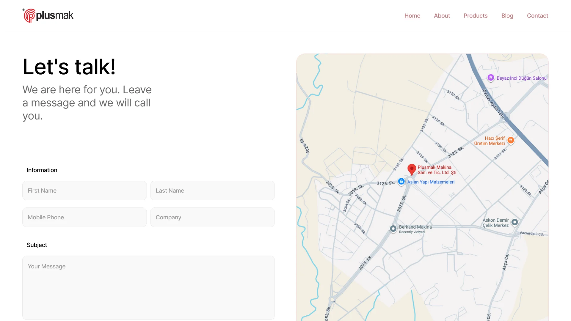 Website mockup contact