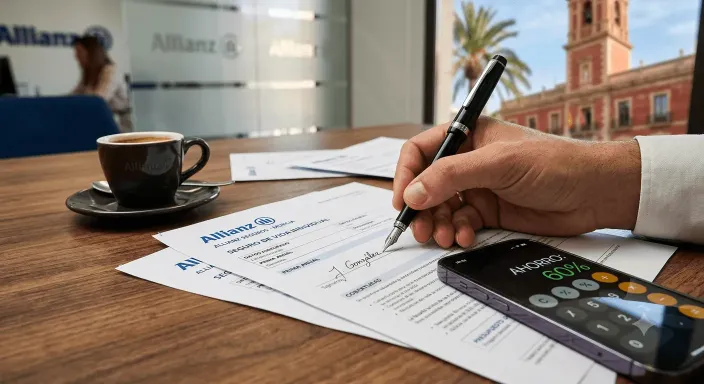 Firma de póliza de seguro de vida Allianz en Murcia para desvincular la hipoteca del banco.