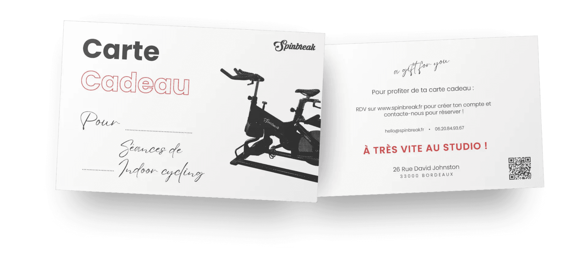 Carte cadeau Spinbreak pour offrir des séances de indoor cycling au studio de Bordeaux