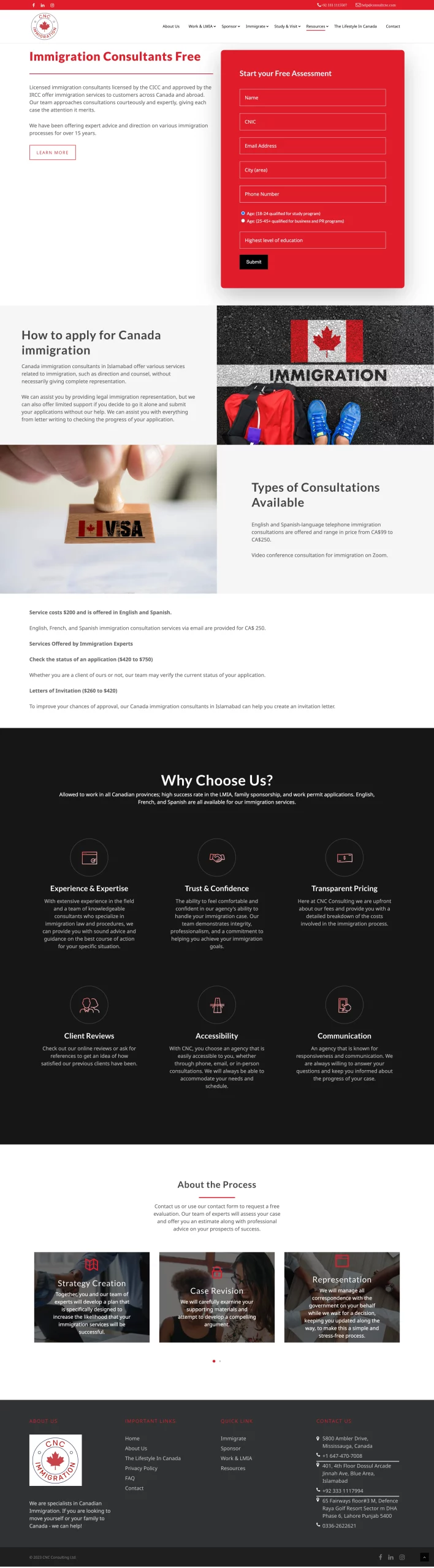 How-to-apply-for-Canada page for consultcnc website developed & designed by Dreams Agency Mississauga, Ontario