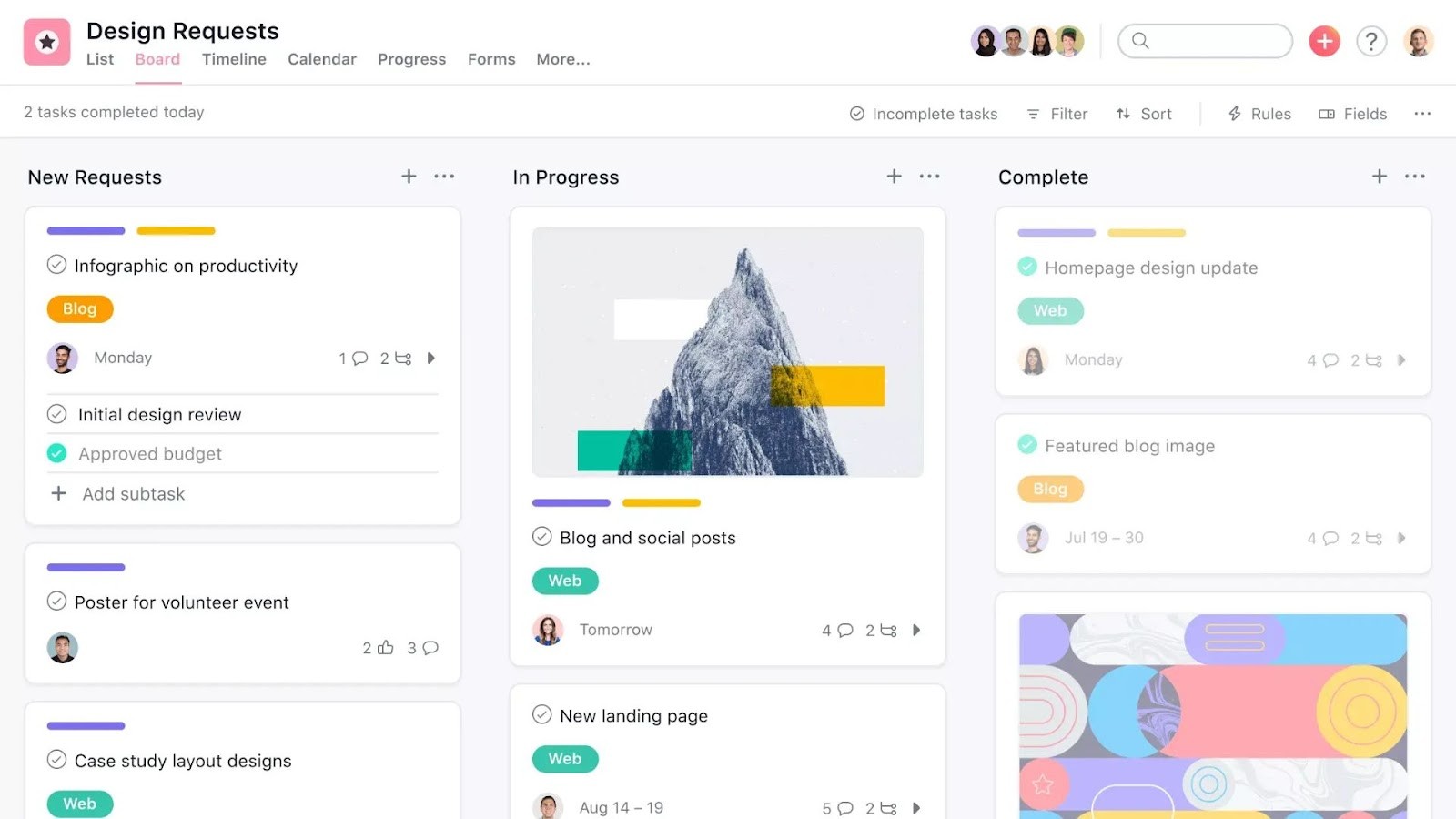 Asana's powerful and flexible Kanban board