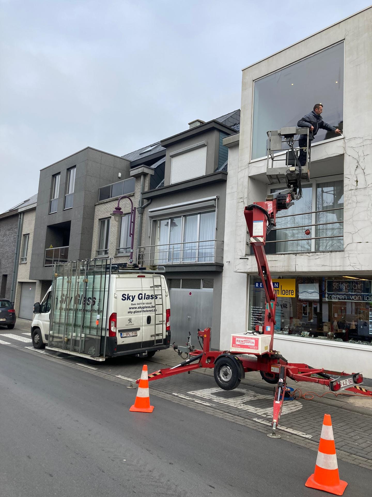 Glass inside an office