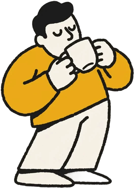 Illustration of a man drinking coffee