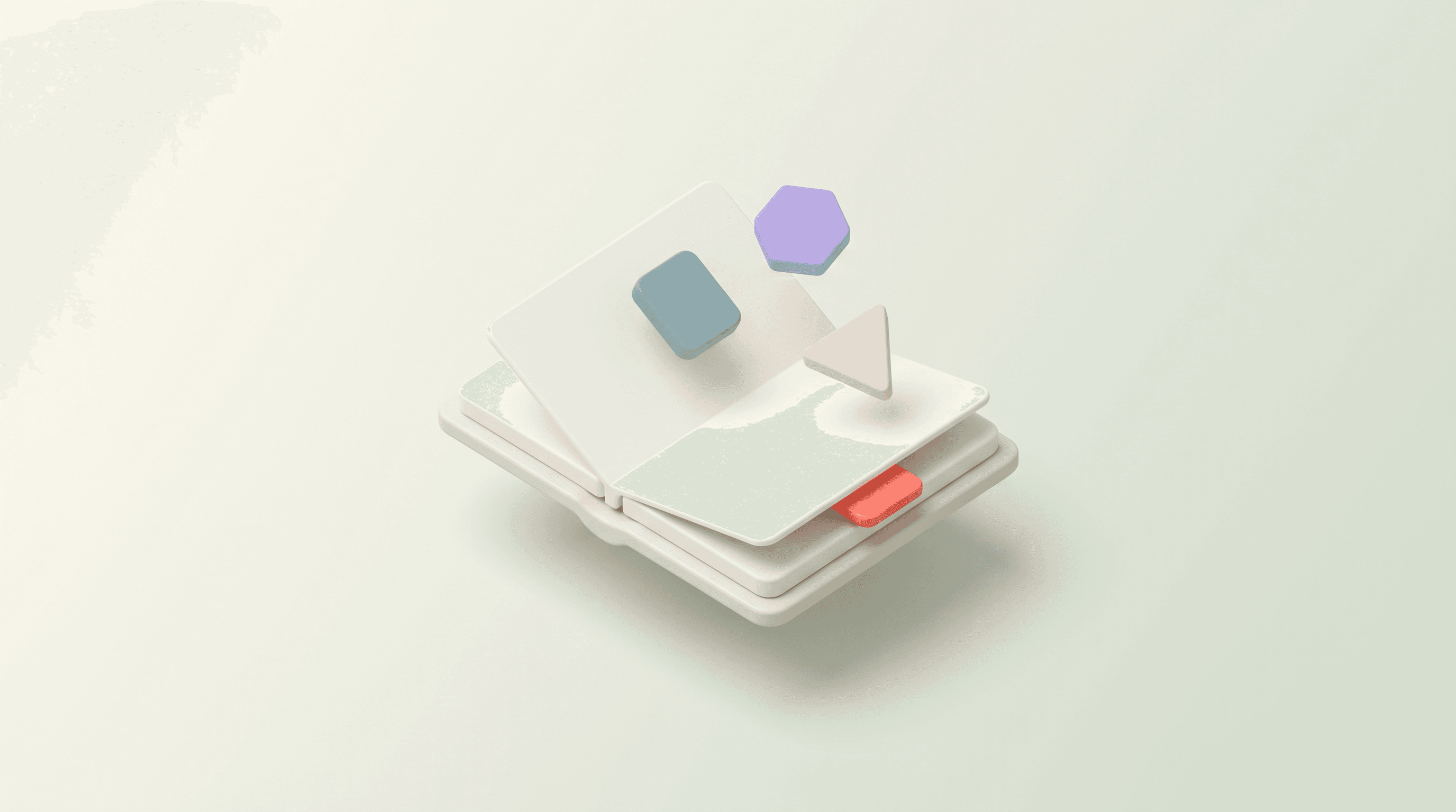 Open notebook with geometric tags
