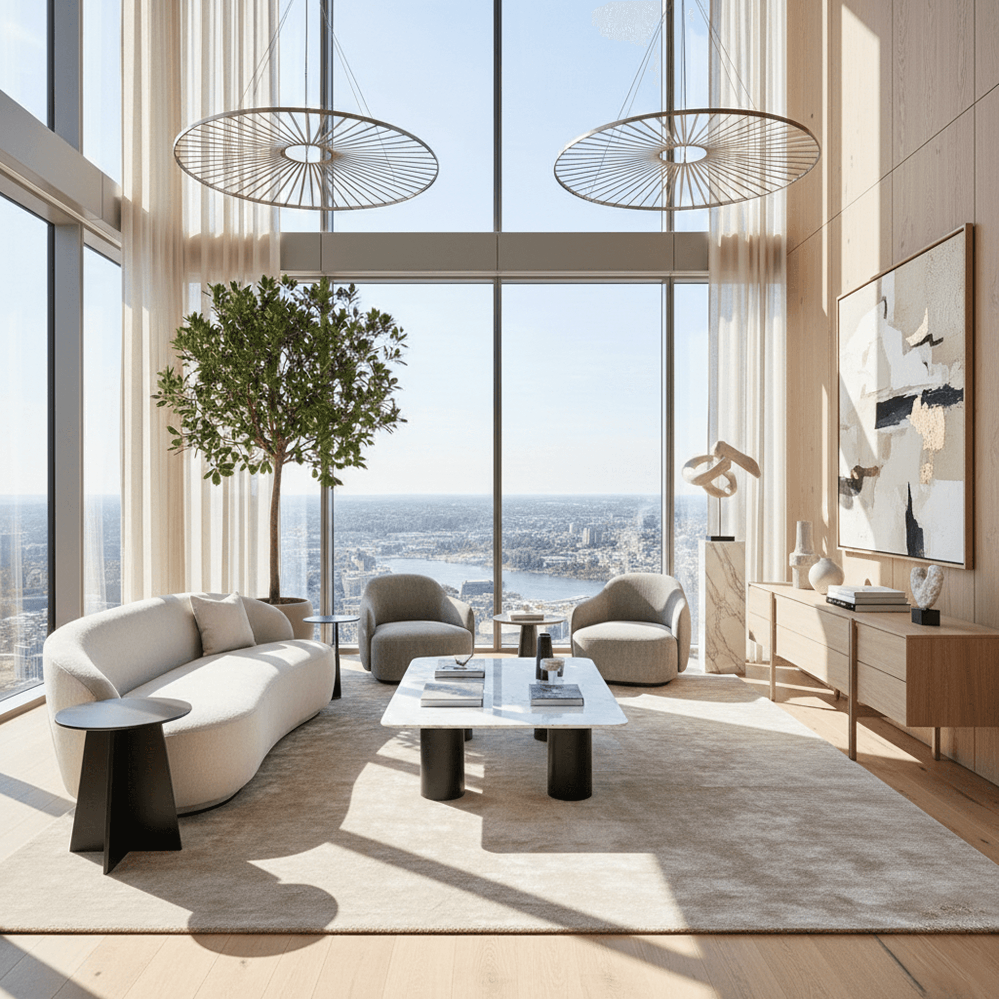 a drawing of a room with a desk and chairs