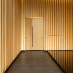 Minimalist interior corridor of a high-end New York City medical clinic