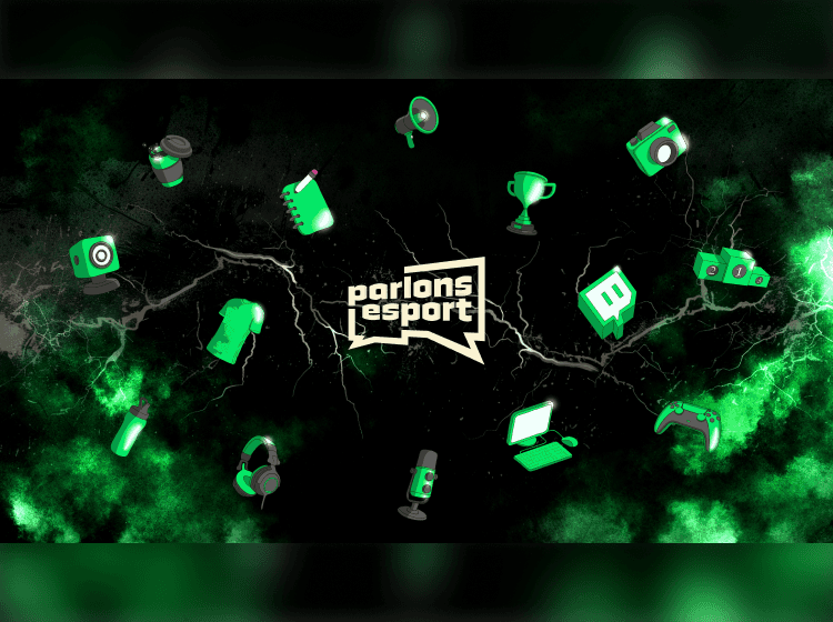 Logo Parlons Esport et pictogrammes réseaux sociaux