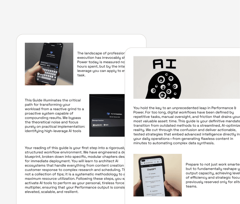 snapshots of pages within the guide