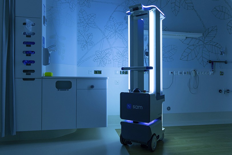 Disinfection robot SAM in a hospital room