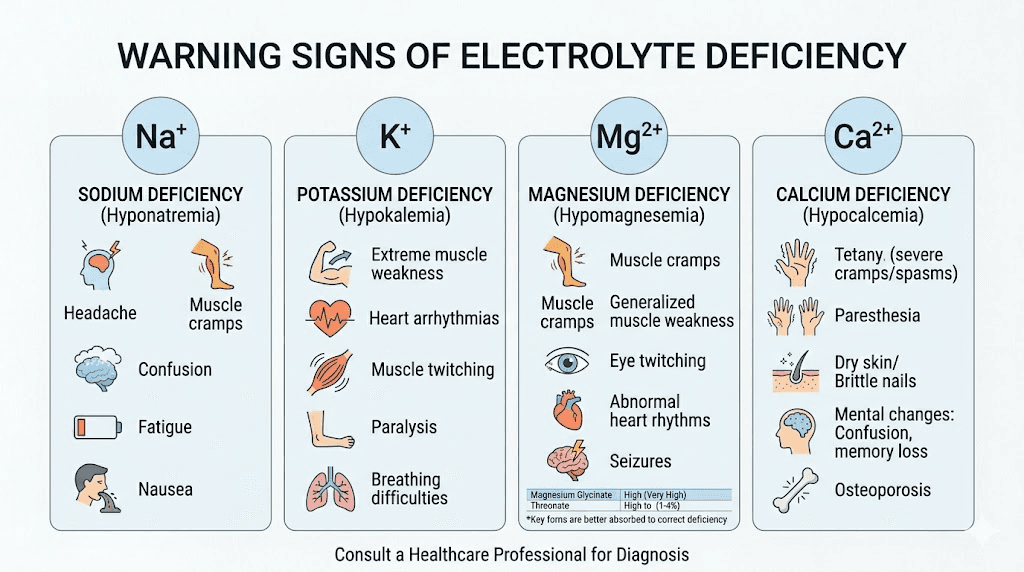 Electrolyte deficiency warning signs and symptoms on GLP-1 medications