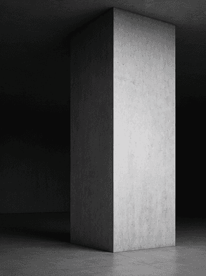Minimalist concrete column standing alone within a structured architectural space, representing ownership and accountability.