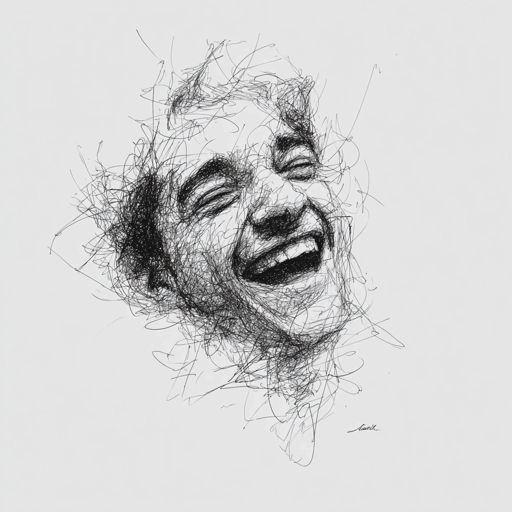 Portrait sketch, black and white