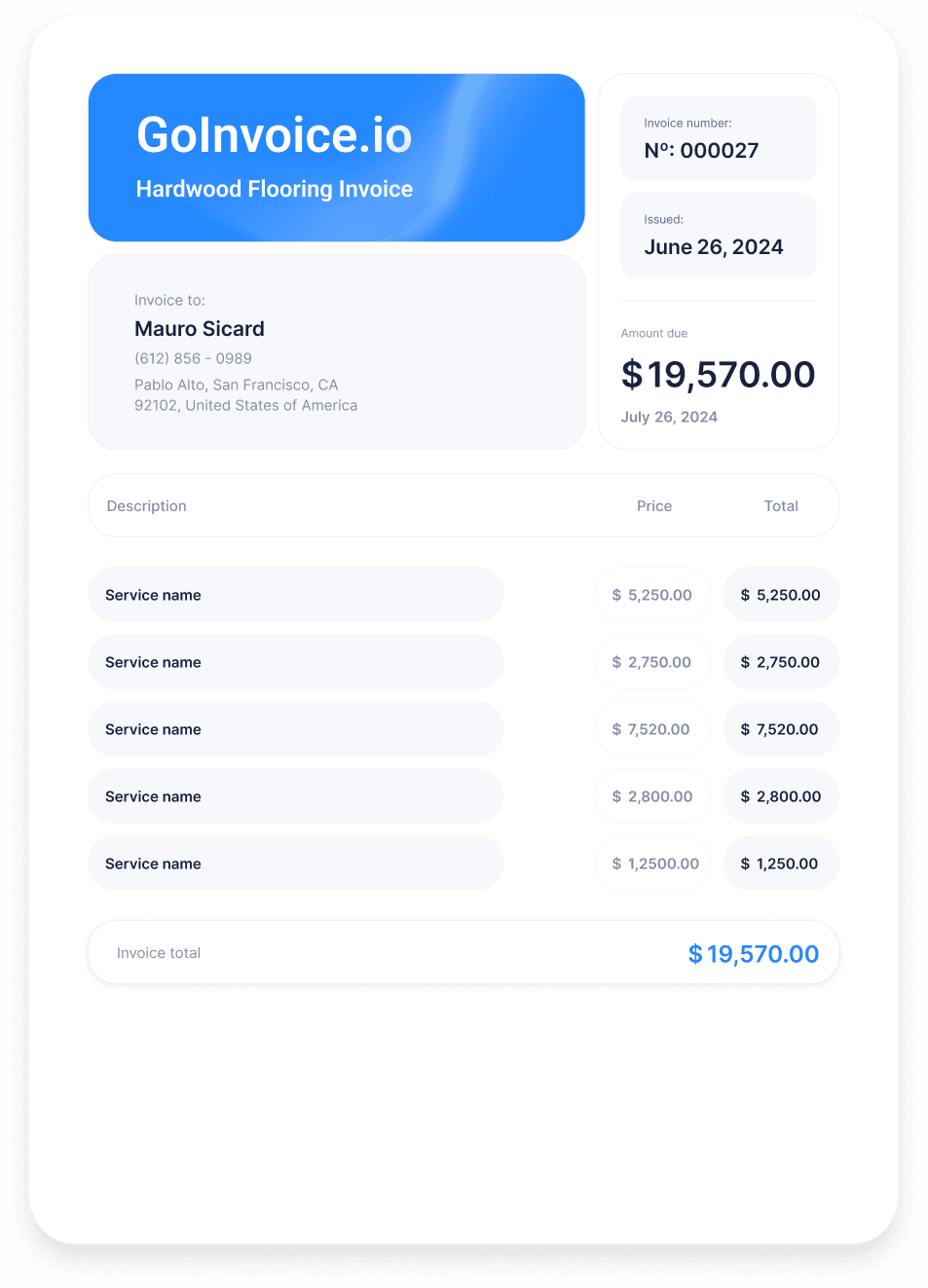 Hardwood Flooring Invoice