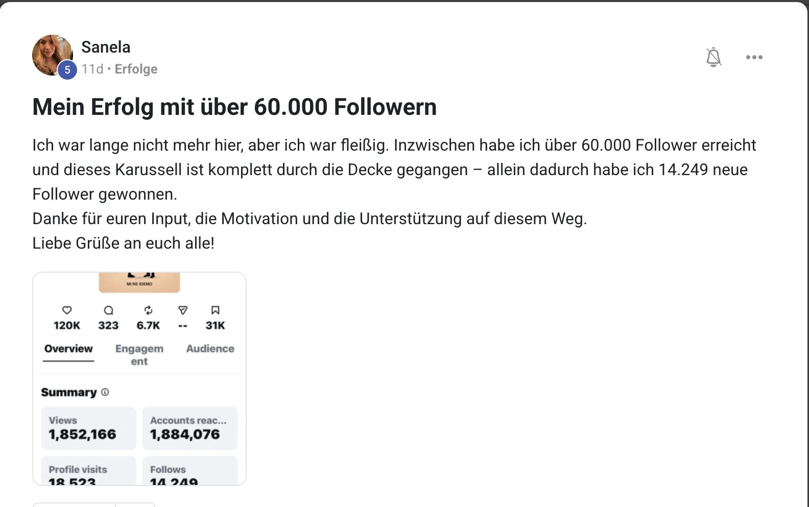 Erfolgsbericht KI Creator Akademie: Sanela überschreitet 60.000 Follower mit viralem Karussell