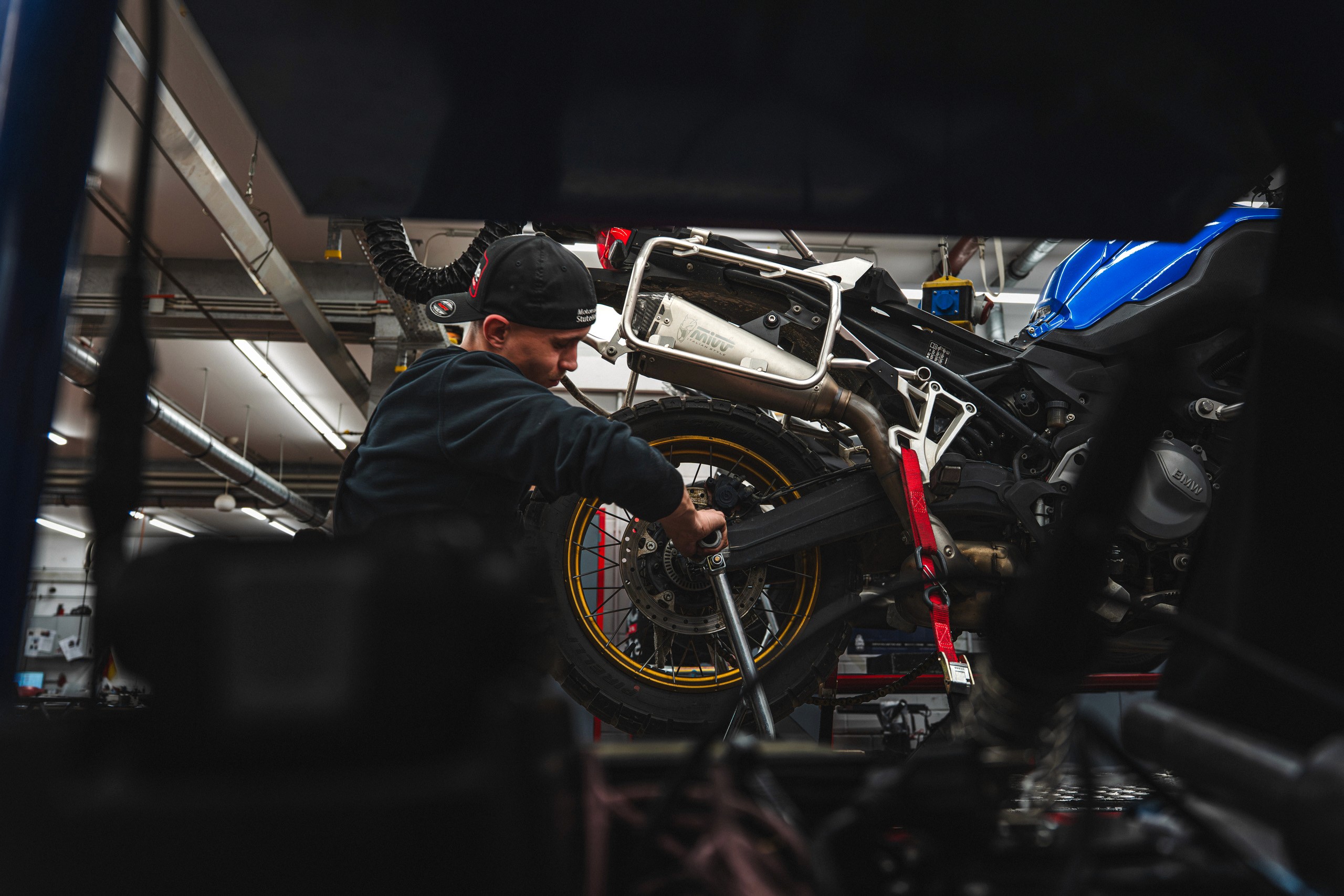 Girl with glasses look up