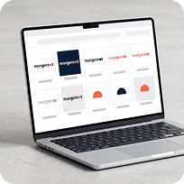 Mockup mit Roll-up-Banner, Visitenkarte und Werbebanner im Design von morgenrot design + marketing, gestaltet und produziert am Niederrhein.