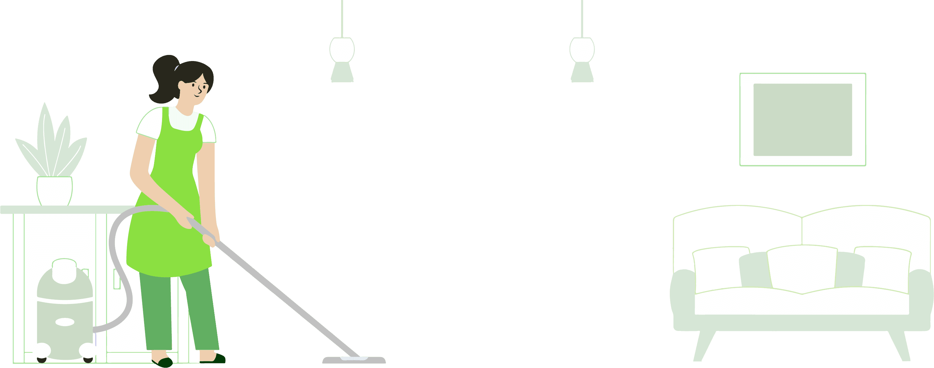 Justo Cleaning maids cleaning living room