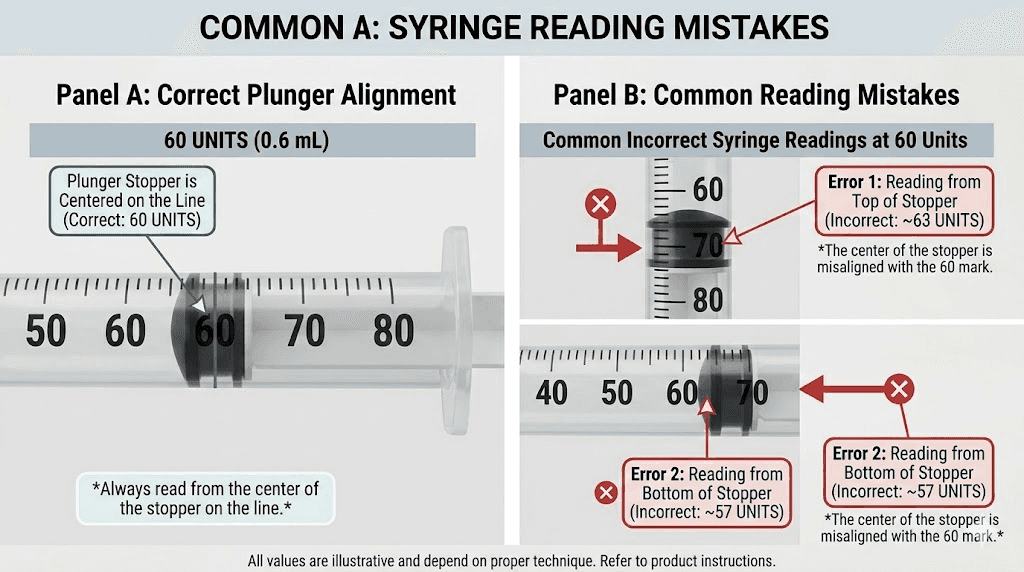 How to correctly read 60 units on an insulin syringe for tirzepatide dosing