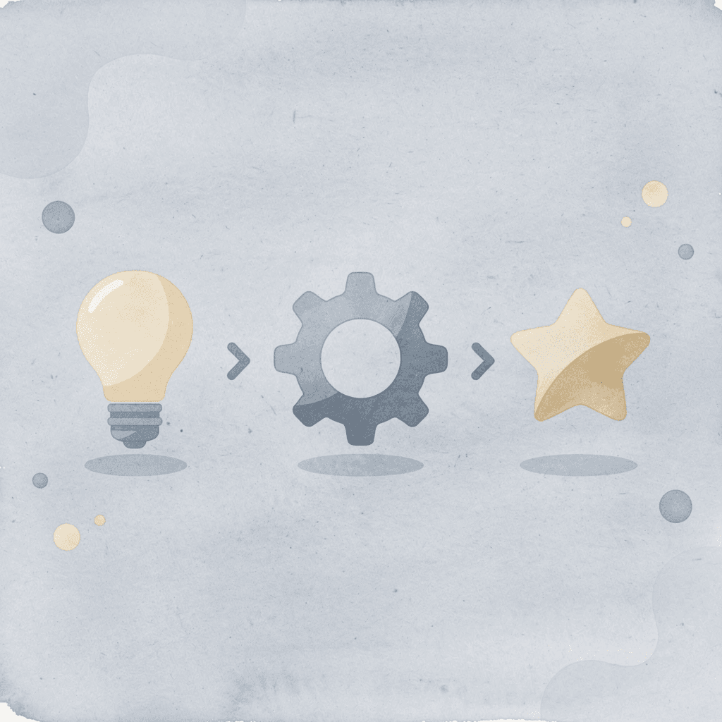 Three icons showing file preparation process: gear for prepare, scissors for split, checkmark for process