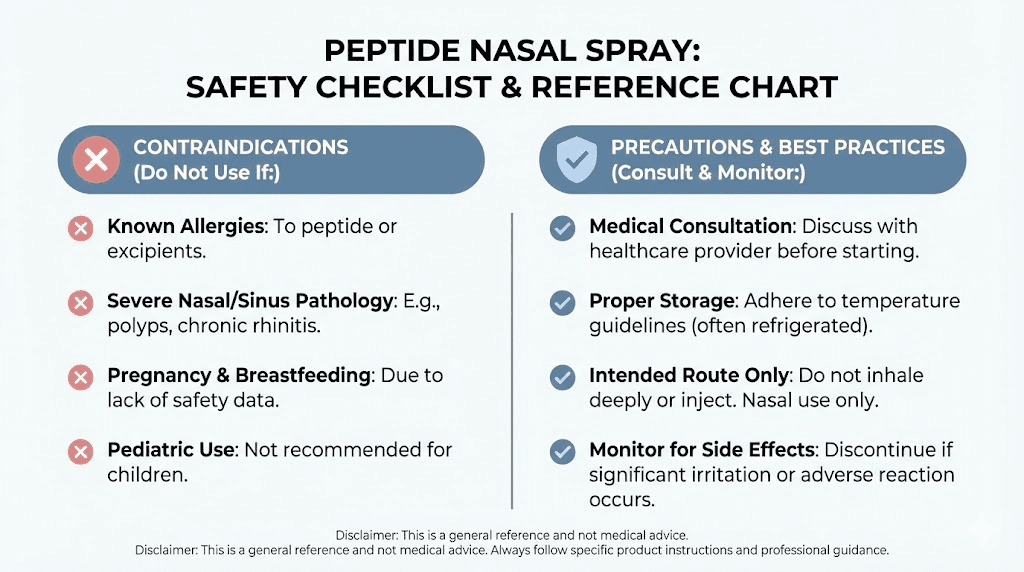 Wolverine peptide nasal spray safety considerations checklist